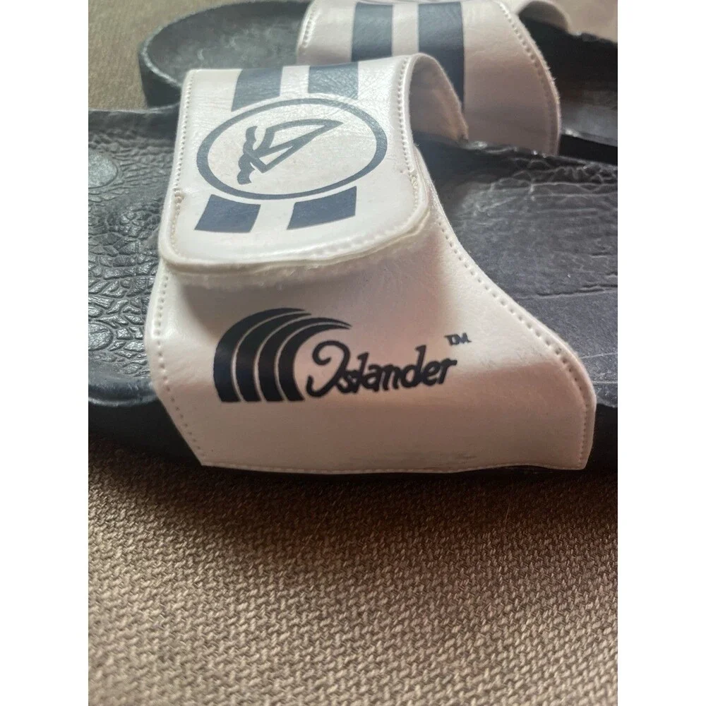 Mens Islander  Blue Nautical Slides Sandals  Mens Size 12 Athletic Flip Flop
